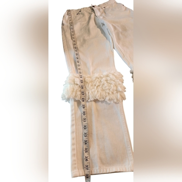 Bill Blass Perfect Fit Faux Fur Trim White Denim Jeans Women's 4 - Picture 10 of 12